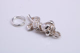 Mothers Day Rose Flower Charm, Traditional Charm, Made from Solid 925 Grade Sterling Silver, Complete with Attachment Link