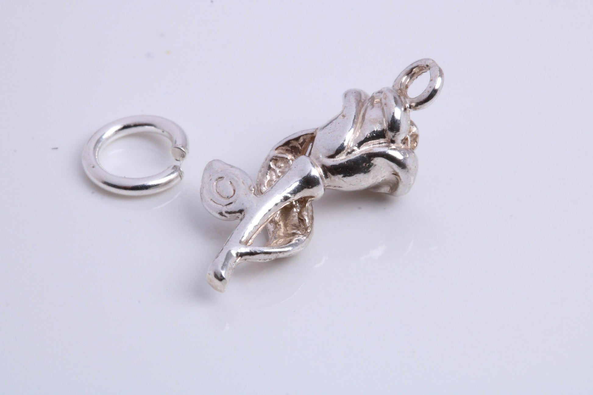 Mothers Day Rose Flower Charm, Traditional Charm, Made from Solid 925 Grade Sterling Silver, Complete with Attachment Link