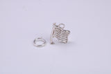 USA Flag Charm, Traditional Charm, Made from Solid 925 Grade Sterling Silver, Complete with Attachment Link