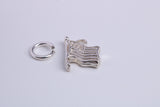 USA Flag Charm, Traditional Charm, Made from Solid 925 Grade Sterling Silver, Complete with Attachment Link