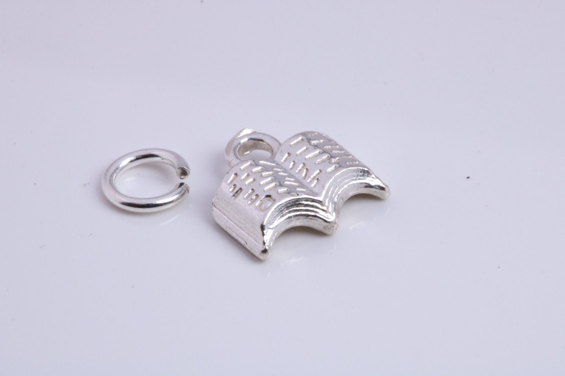 Book Charm, Traditional Charm, Made from Solid 925 Grade Sterling Silver, Complete with Attachment Link