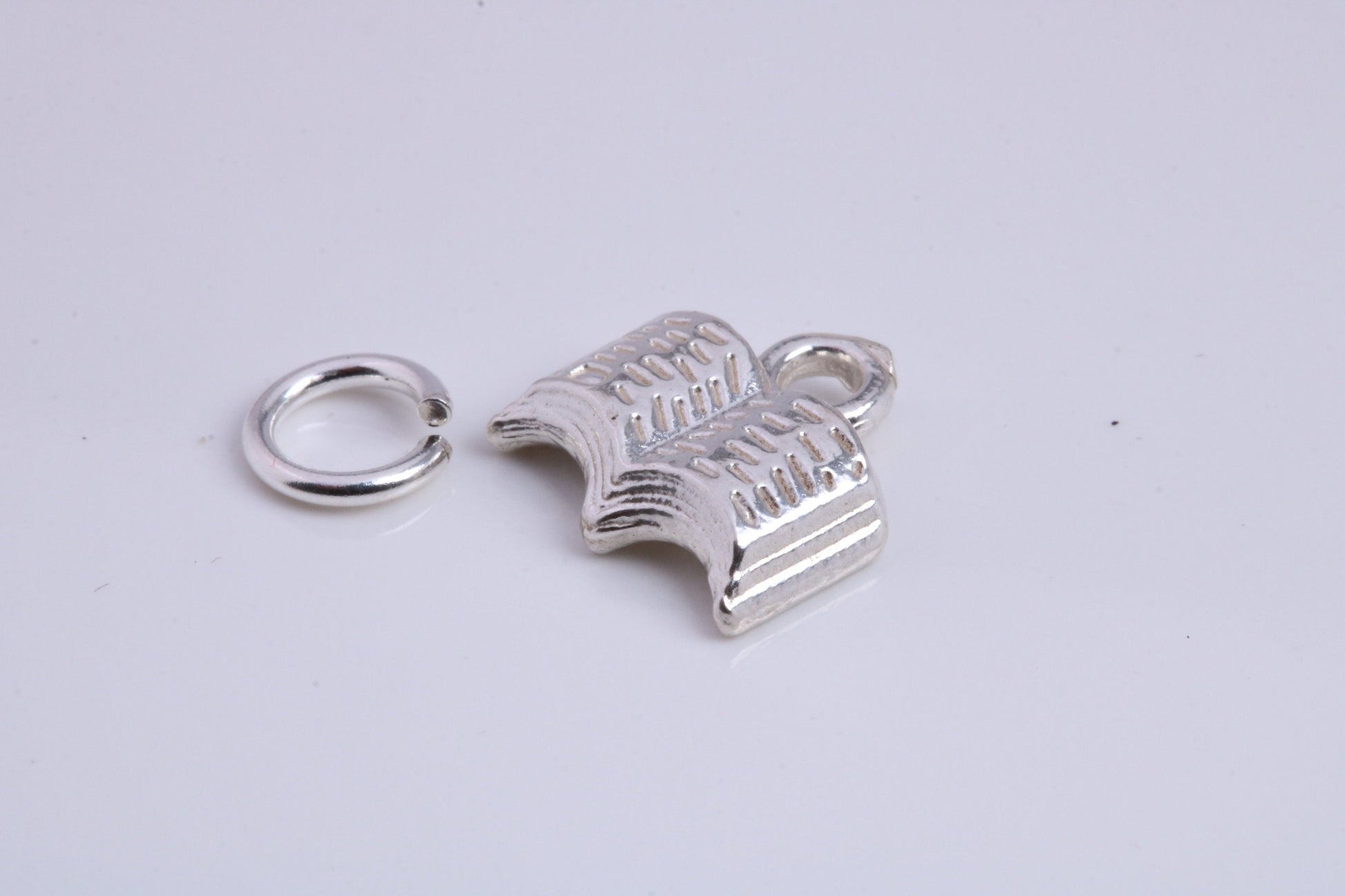 Book Charm, Traditional Charm, Made from Solid 925 Grade Sterling Silver, Complete with Attachment Link