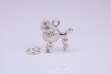 Poodle Dog Charm, Traditional Charm, Made from Solid 925 Grade Sterling Silver, Complete with Attachment Link