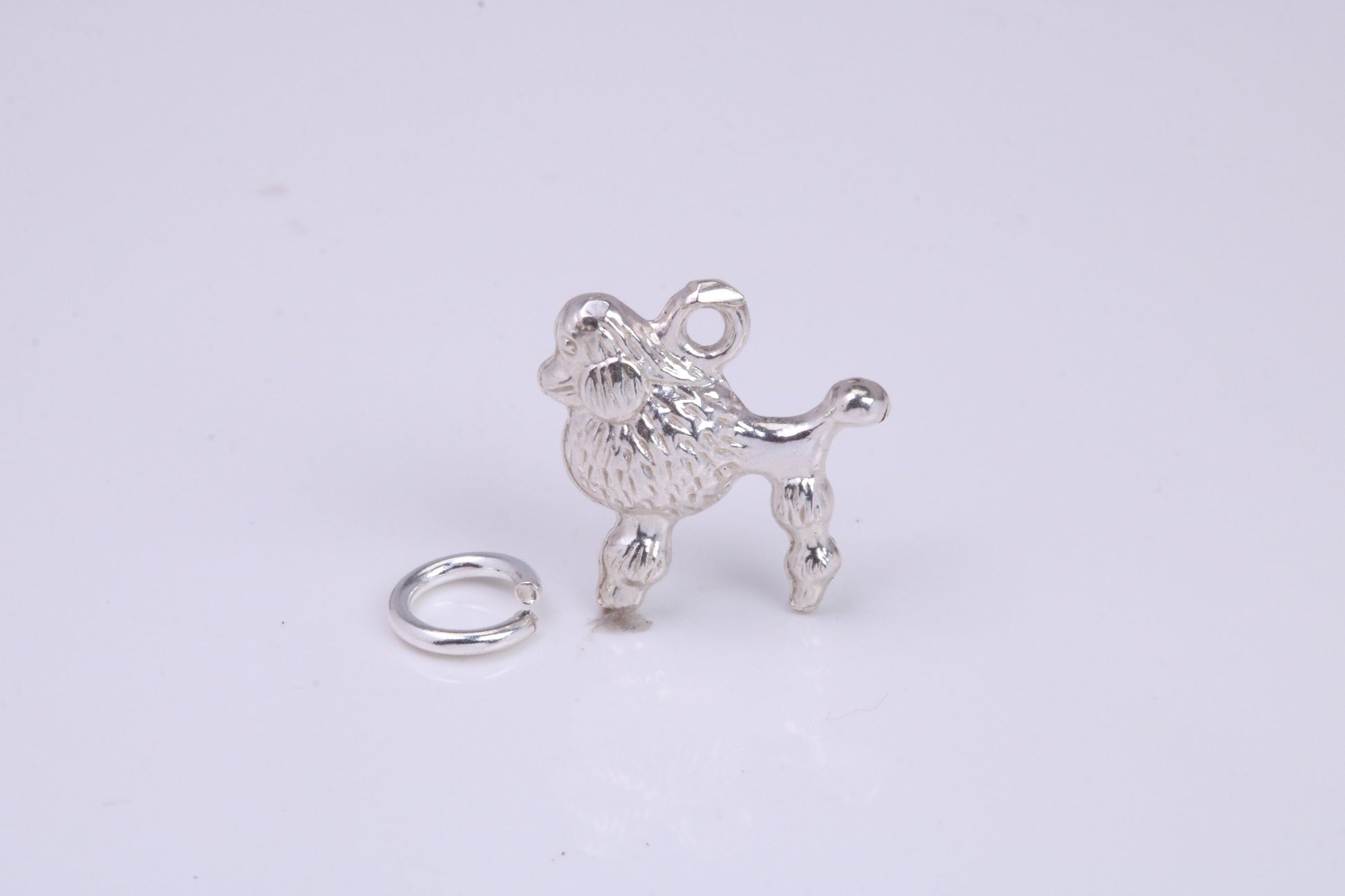 Poodle Dog Charm, Traditional Charm, Made from Solid 925 Grade Sterling Silver, Complete with Attachment Link