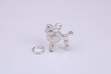 Poodle Dog Charm, Traditional Charm, Made from Solid 925 Grade Sterling Silver, Complete with Attachment Link