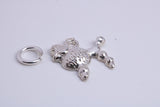Poodle Dog Charm, Traditional Charm, Made from Solid 925 Grade Sterling Silver, Complete with Attachment Link