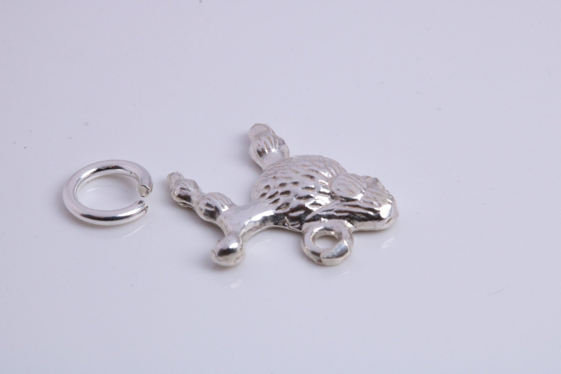 Poodle Dog Charm, Traditional Charm, Made from Solid 925 Grade Sterling Silver, Complete with Attachment Link