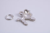 Poodle Dog Charm, Traditional Charm, Made from Solid 925 Grade Sterling Silver, Complete with Attachment Link