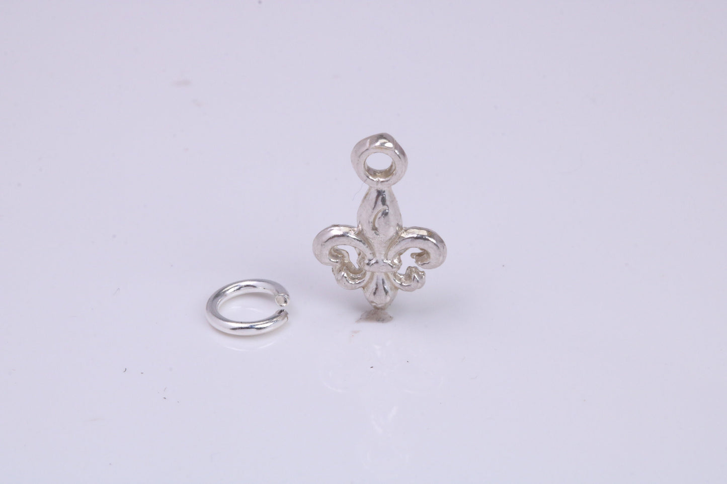 Fleur De Lis Charm, Traditional Charm, Made from Solid 925 Grade Sterling Silver, Complete with Attachment Link