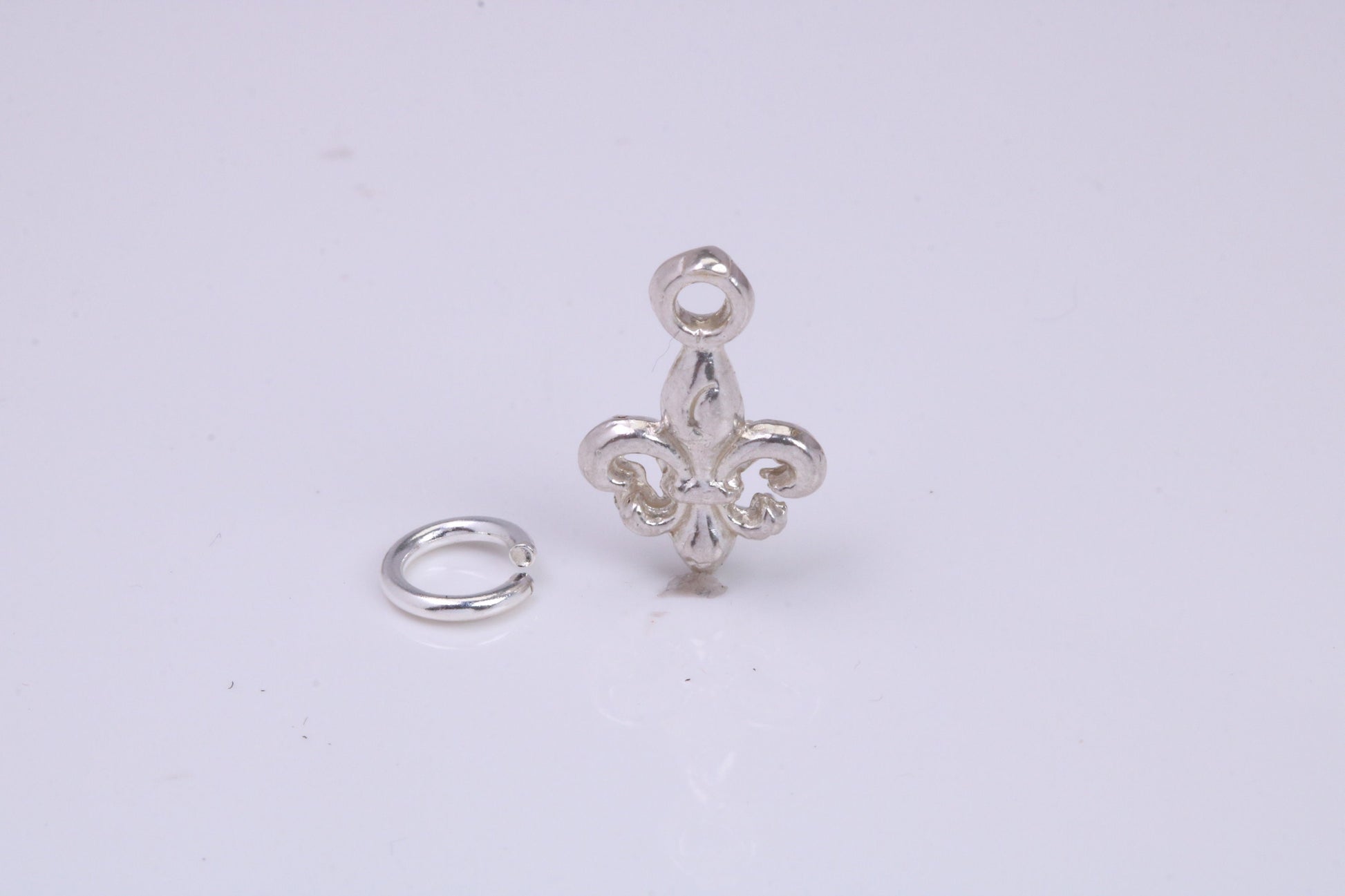Fleur De Lis Charm, Traditional Charm, Made from Solid 925 Grade Sterling Silver, Complete with Attachment Link