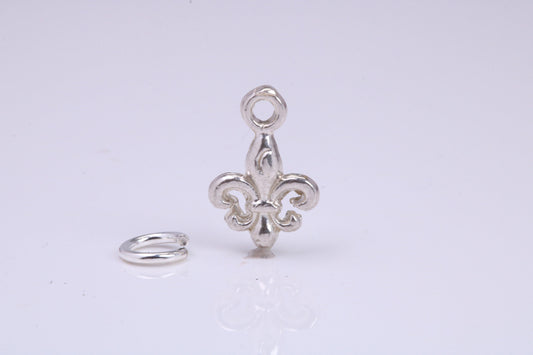 Fleur De Lis Charm, Traditional Charm, Made from Solid 925 Grade Sterling Silver, Complete with Attachment Link