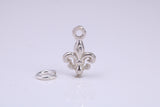Fleur De Lis Charm, Traditional Charm, Made from Solid 925 Grade Sterling Silver, Complete with Attachment Link