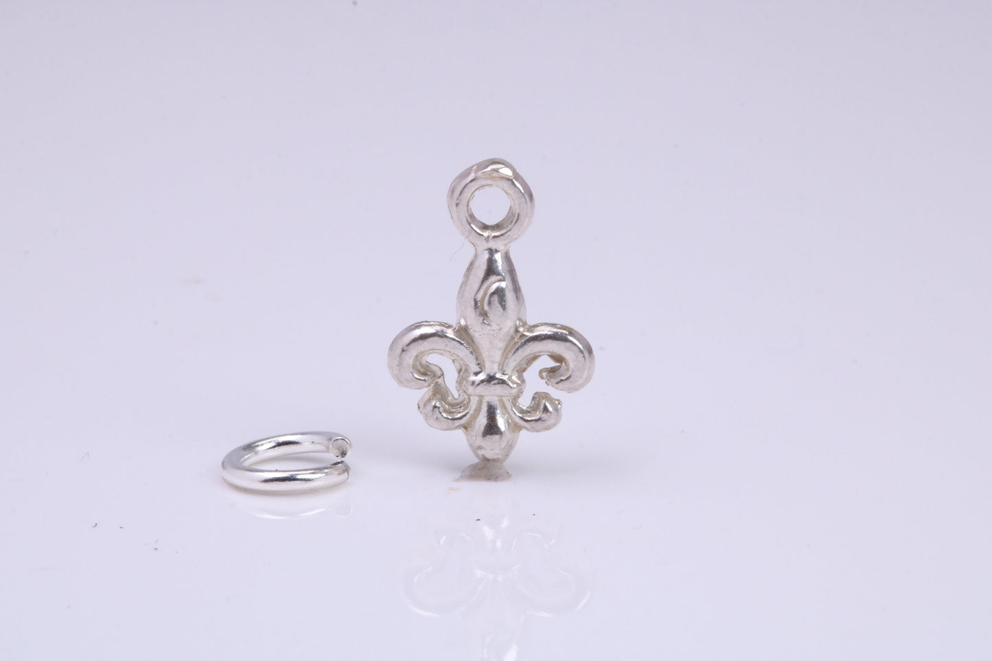 Fleur De Lis Charm, Traditional Charm, Made from Solid 925 Grade Sterling Silver, Complete with Attachment Link