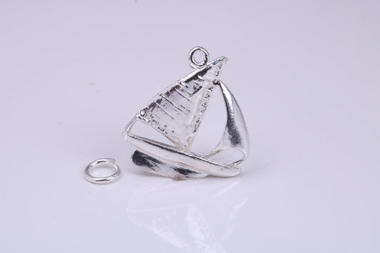 Sailing Boat Charm, Traditional Charm, Made from Solid 925 Grade Sterling Silver, Complete with Attachment Link