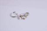 Moon and Star Charm, Traditional Charm, Made from Solid 925 Grade Sterling Silver, Complete with Attachment Link