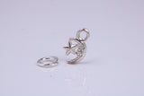 Moon and Star Charm, Traditional Charm, Made from Solid 925 Grade Sterling Silver, Complete with Attachment Link