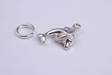 Dolphin Charm, Traditional Charm, Made from Solid 925 Grade Sterling Silver, Complete with Attachment Link