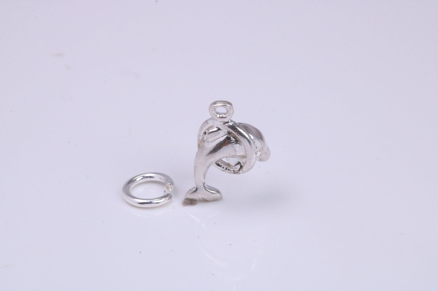 Dolphin Charm, Traditional Charm, Made from Solid 925 Grade Sterling Silver, Complete with Attachment Link