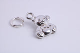 Teddy Bear Charm, Traditional Charm, Made from Solid 925 Grade Sterling Silver, Complete with Attachment Link