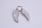 Wings Charm, Traditional Charm, Made from Solid 925 Grade Sterling Silver, Complete with Attachment Link