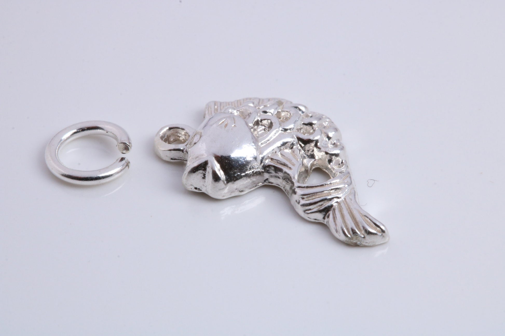 Fish Charm, Traditional Charm, Made from Solid 925 Grade Sterling Silver, Complete with Attachment Link