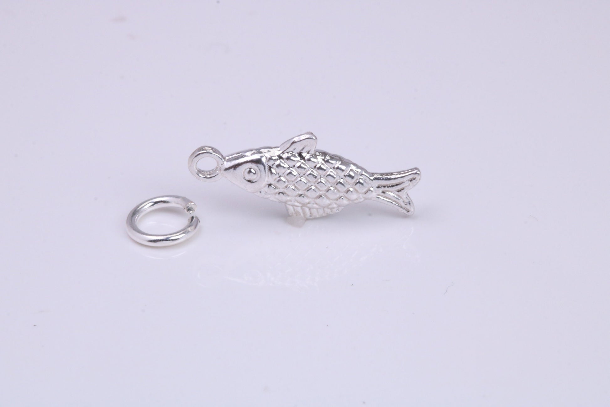 Fish Charm, Traditional Charm, Made from Solid 925 Grade Sterling Silver, Complete with Attachment Link