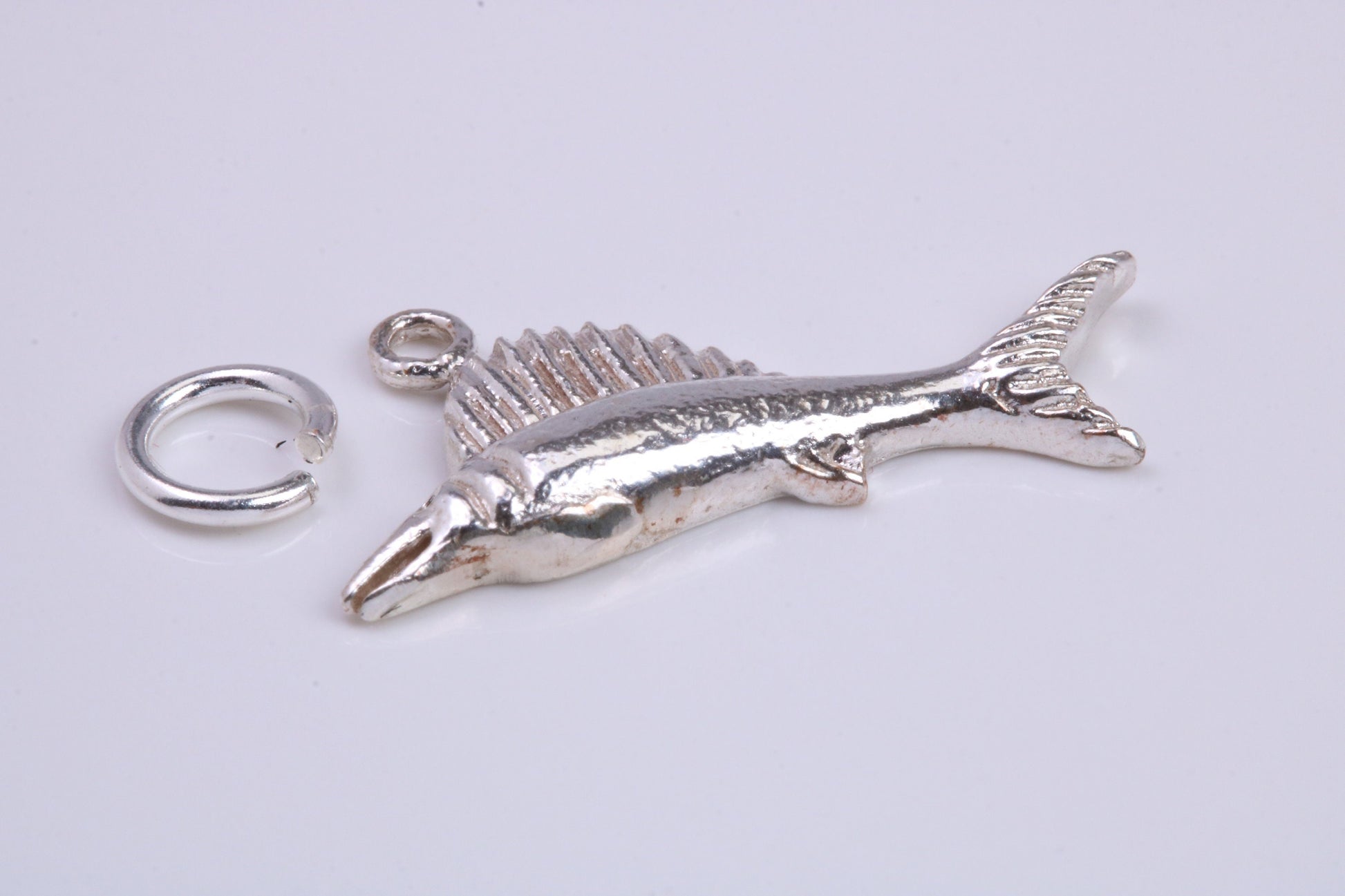 Sail Fish Charm, Traditional Charm, Made from Solid 925 Grade Sterling Silver, Complete with Attachment Link