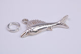 Sail Fish Charm, Traditional Charm, Made from Solid 925 Grade Sterling Silver, Complete with Attachment Link