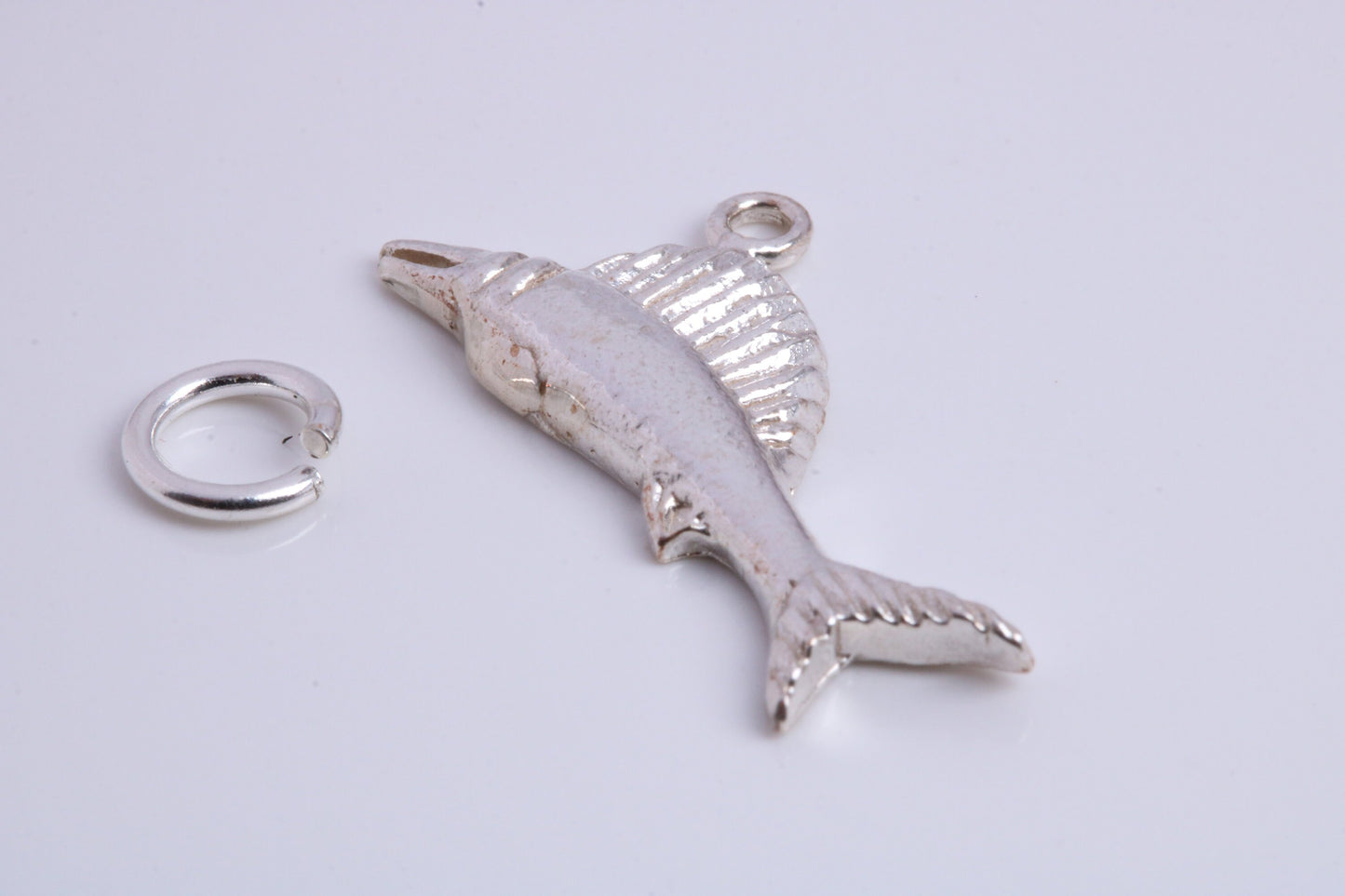 Sail Fish Charm, Traditional Charm, Made from Solid 925 Grade Sterling Silver, Complete with Attachment Link