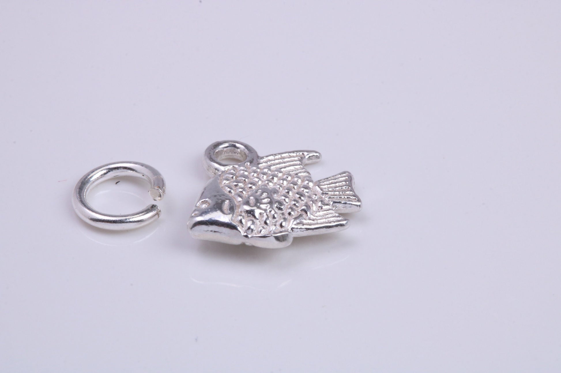 Fish Charm, Traditional Charm, Made from Solid 925 Grade Sterling Silver, Complete with Attachment Link