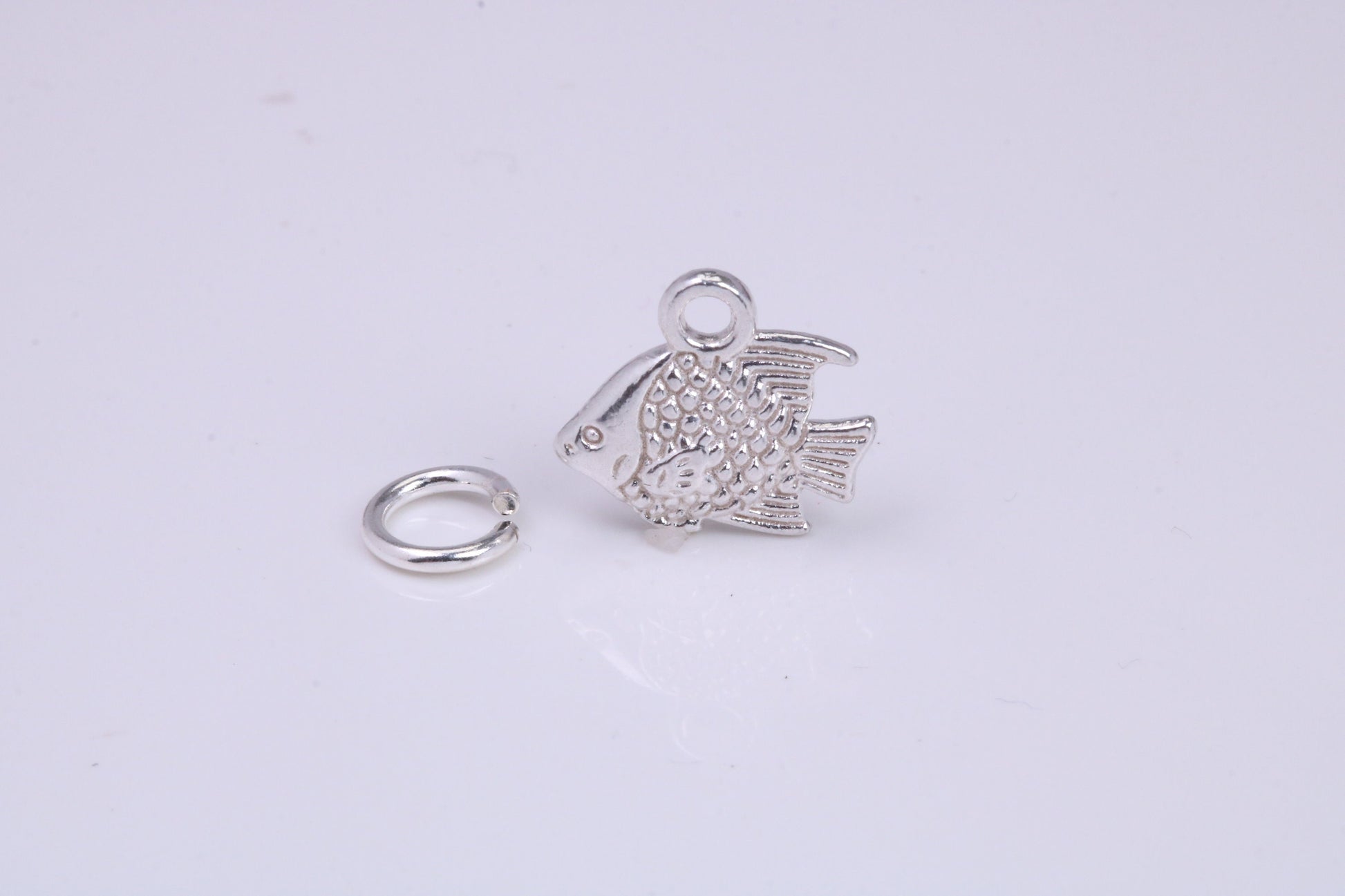 Fish Charm, Traditional Charm, Made from Solid 925 Grade Sterling Silver, Complete with Attachment Link