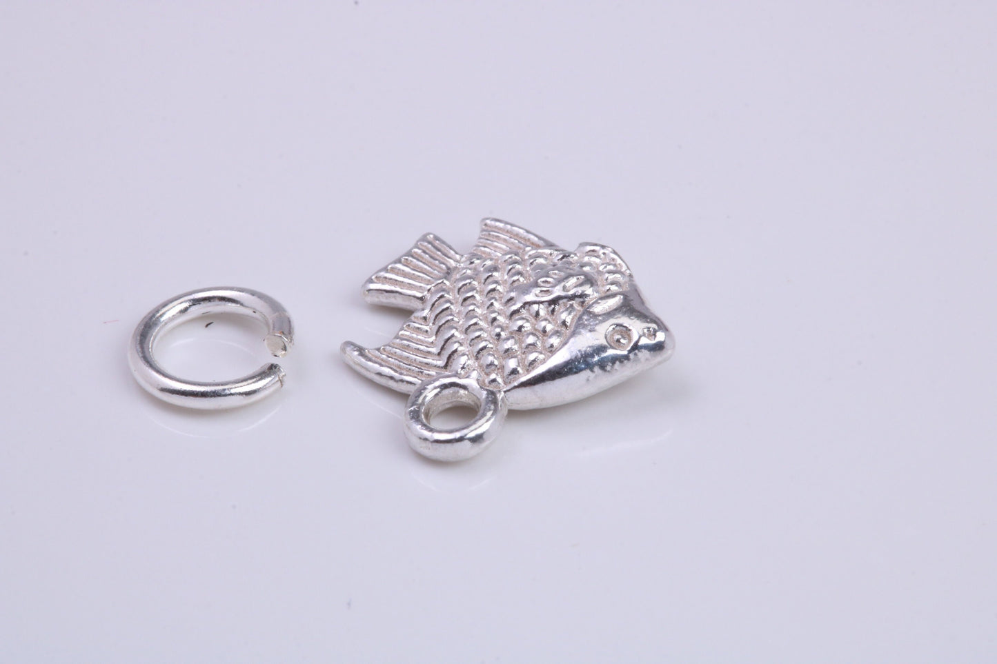 Fish Charm, Traditional Charm, Made from Solid 925 Grade Sterling Silver, Complete with Attachment Link