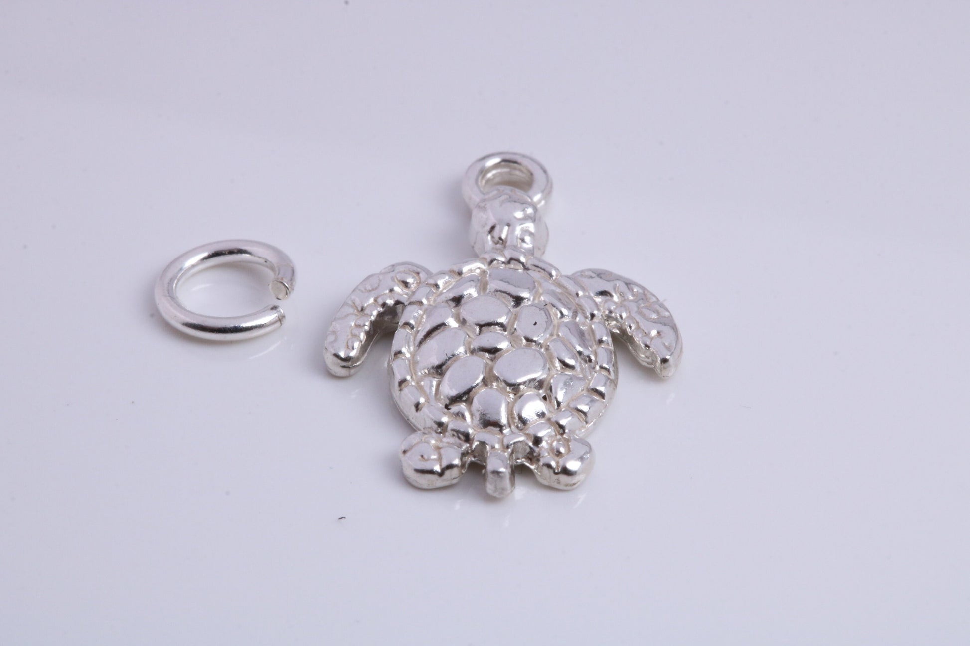 Turtle Charm, Traditional Charm, Made from Solid 925 Grade Sterling Silver, Complete with Attachment Link