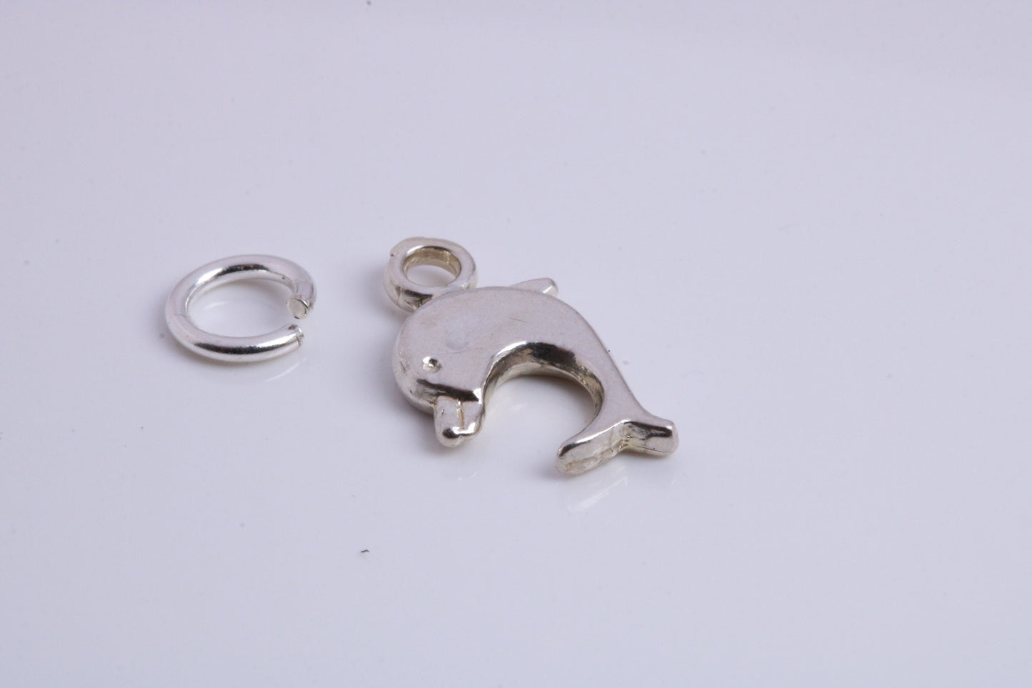 Dolphin Charm, Traditional Charm, Made from Solid 925 Grade Sterling Silver, Complete with Attachment Link