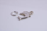 Dolphin Charm, Traditional Charm, Made from Solid 925 Grade Sterling Silver, Complete with Attachment Link