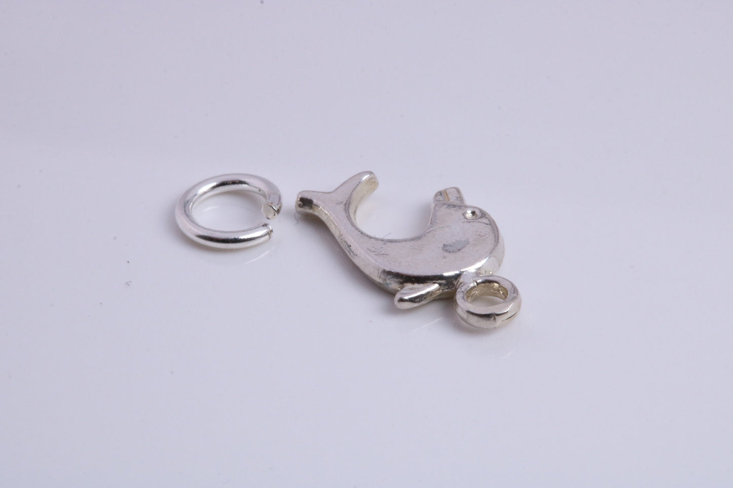 Dolphin Charm, Traditional Charm, Made from Solid 925 Grade Sterling Silver, Complete with Attachment Link