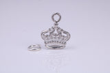 Royal Crown Charm, Traditional Charm, Made from Solid 925 Grade Sterling Silver, Complete with Attachment Link