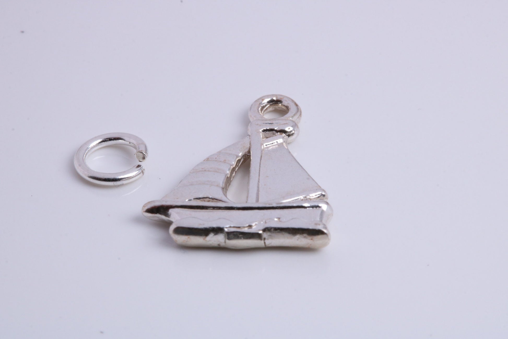 Sailing Boat Charm, Traditional Charm, Made from Solid 925 Grade Sterling Silver, Complete with Attachment Link