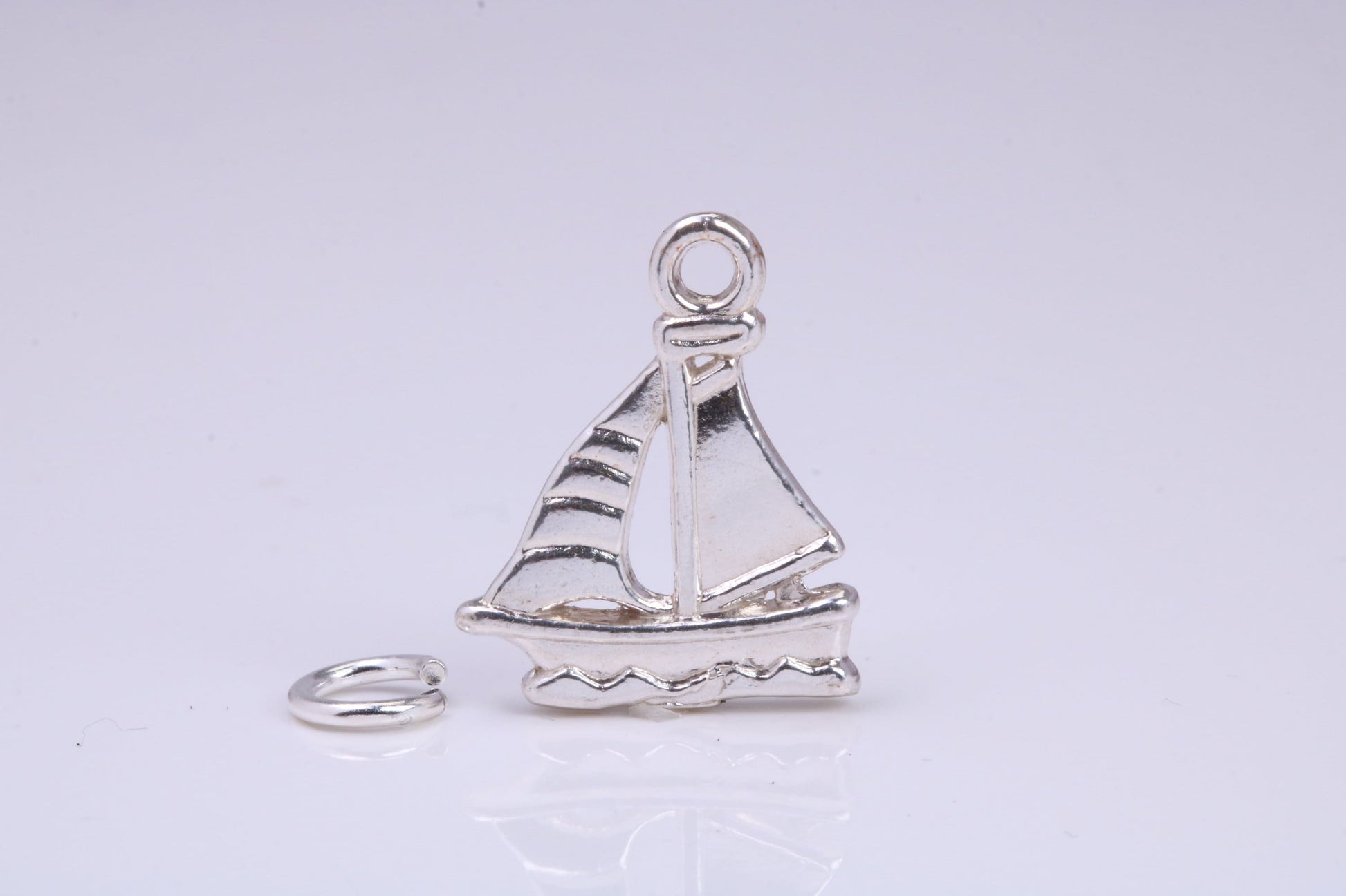 Sailing Boat Charm, Traditional Charm, Made from Solid 925 Grade Sterling Silver, Complete with Attachment Link