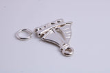 Sailing Boat Charm, Traditional Charm, Made from Solid 925 Grade Sterling Silver, Complete with Attachment Link
