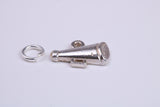 Vintage Megaphone Charm, Traditional Charm, Made from Solid 925 Grade Sterling Silver, Complete with Attachment Link