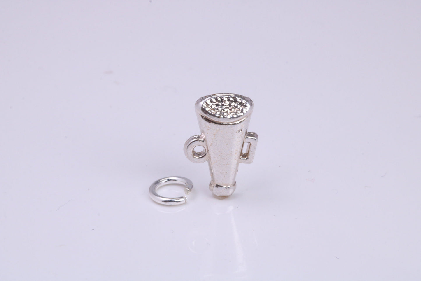 Vintage Megaphone Charm, Traditional Charm, Made from Solid 925 Grade Sterling Silver, Complete with Attachment Link