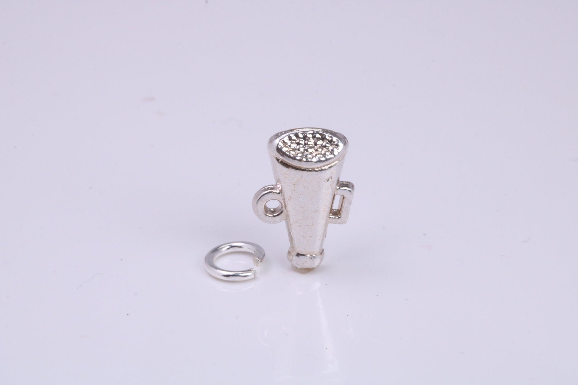 Vintage Megaphone Charm, Traditional Charm, Made from Solid 925 Grade Sterling Silver, Complete with Attachment Link