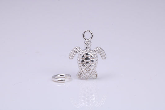 Turtle Charm, Traditional Charm, Made from Solid 925 Grade Sterling Silver, Complete with Attachment Link