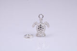 Turtle Charm, Made from Solid Cast Silver, Complete with Attachment Link