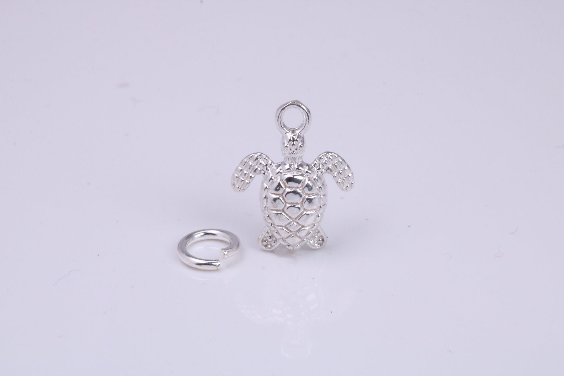 Turtle Charm, Traditional Charm, Made from Solid 925 Grade Sterling Silver, Complete with Attachment Link