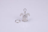 Turtle Charm, Made from Solid Cast Silver, Complete with Attachment Link