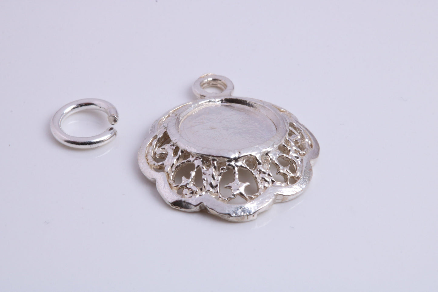 Vintage Mirror Charm, Traditional Charm, Made from Solid 925 Grade Sterling Silver, Complete with Attachment Link