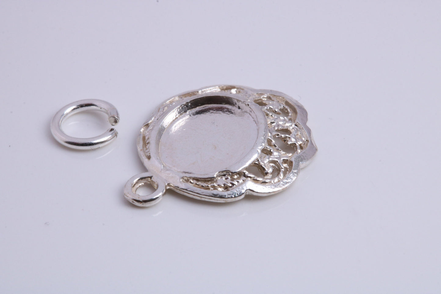 Vintage Mirror Charm, Traditional Charm, Made from Solid 925 Grade Sterling Silver, Complete with Attachment Link