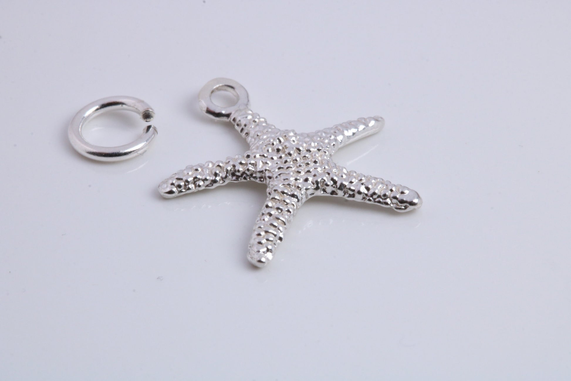 Star Fish Charm, Traditional Charm, Made from Solid 925 Grade Sterling Silver, Complete with Attachment Link